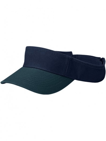 Visors Unisex Pro Style Cotton Twill Washed Visor-4021A - Navy/Dark Green - C4121HKNYKB $12.31