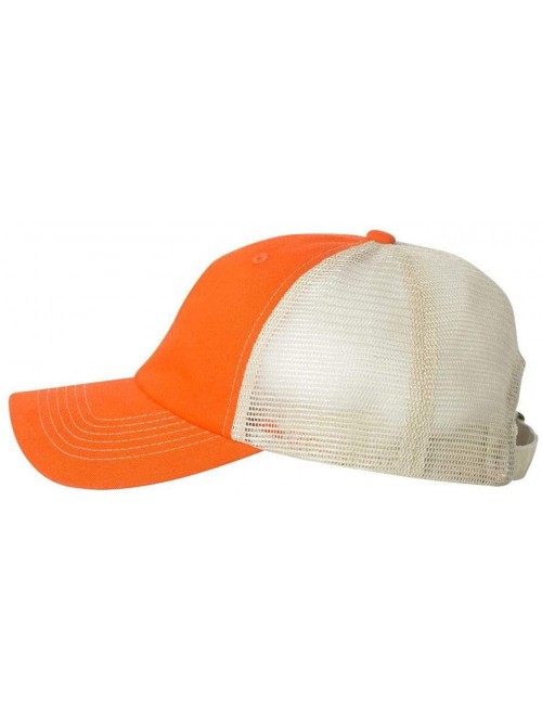 Baseball Caps Headwear 3100 Contrast Stitch Mesh Cap - Tangerine/Stone - CE12D98LUFF $13.22