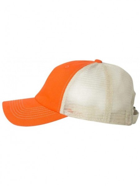 Baseball Caps Headwear 3100 Contrast Stitch Mesh Cap - Tangerine/Stone - CE12D98LUFF $13.22