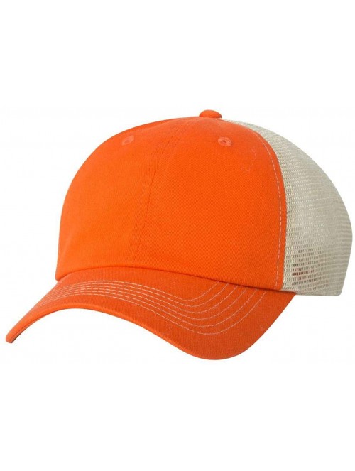 Baseball Caps Headwear 3100 Contrast Stitch Mesh Cap - Tangerine/Stone - CE12D98LUFF $13.22