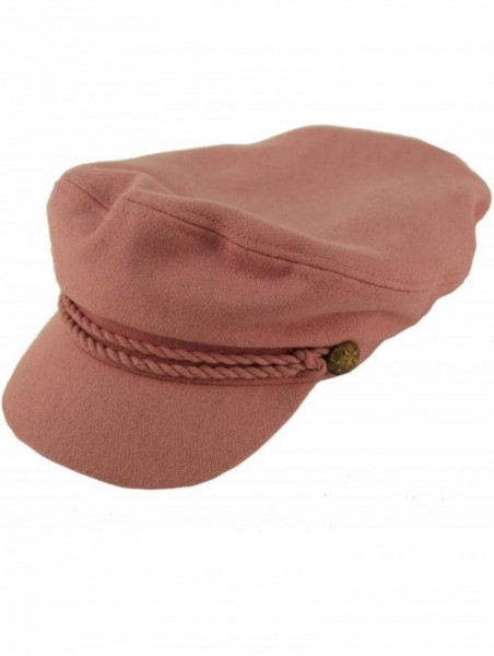 Newsboy Caps Men's 100% Soft Wool Greek Fisherman Sailor Fiddler Driver Hat Flat Cap - Solid Indi Pink - CC18LKIM5S4 $18.27