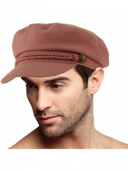 Newsboy Caps Men's 100% Soft Wool Greek Fisherman Sailor Fiddler Driver Hat Flat Cap - Solid Indi Pink - CC18LKIM5S4 $18.27