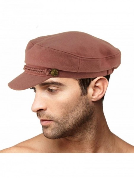 Newsboy Caps Men's 100% Soft Wool Greek Fisherman Sailor Fiddler Driver Hat Flat Cap - Solid Indi Pink - CC18LKIM5S4 $18.27