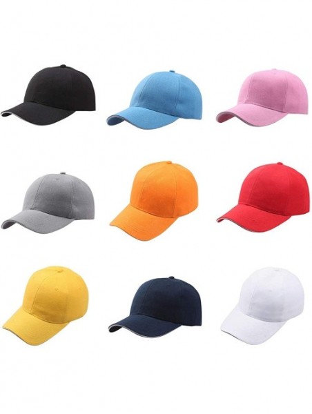 Baseball Caps Unisex Women Men Classic Adjustable Baseball Cap Washed Snapback Hip-Hop Plain Dad Hat Sunhat - Red - CU18O7602...