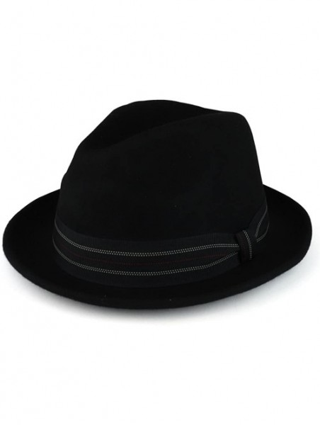 Fedoras XXL Oversize Wool Felt Pinch Fedora Hat with Satin Band - Black - CU187SCCZH0 $46.98