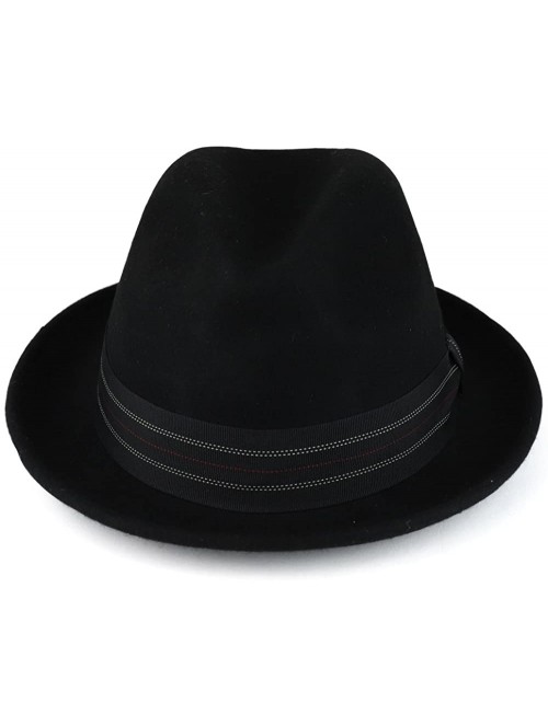 Fedoras XXL Oversize Wool Felt Pinch Fedora Hat with Satin Band - Black - CU187SCCZH0 $46.98