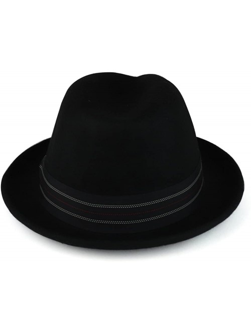 Fedoras XXL Oversize Wool Felt Pinch Fedora Hat with Satin Band - Black - CU187SCCZH0 $46.98