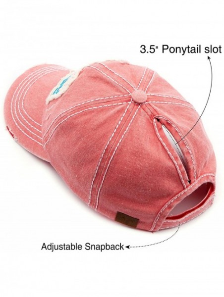 Baseball Caps Exclusives Hatsandscarf Washed Distressed Cotton Denim Ponytail Hat Adjustable Baseball Cap (BT-761) - CQ18RHYM...