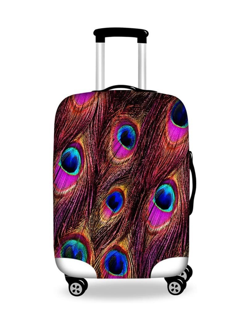 Sun Hats Peacock Feather Printing Luggage Protective Cover for 18-21 Inch Case - Peacock Feather 5 - C5188NKXAG9 $25.70