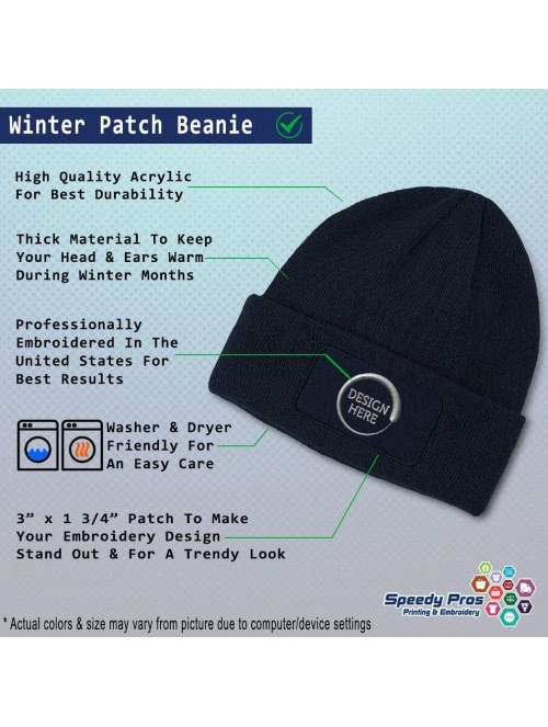 Skullies & Beanies Patch Beanie I'd Rather Be Metal Detecting Embroidery Acrylic - Navy - C518A58DR5Y $21.55