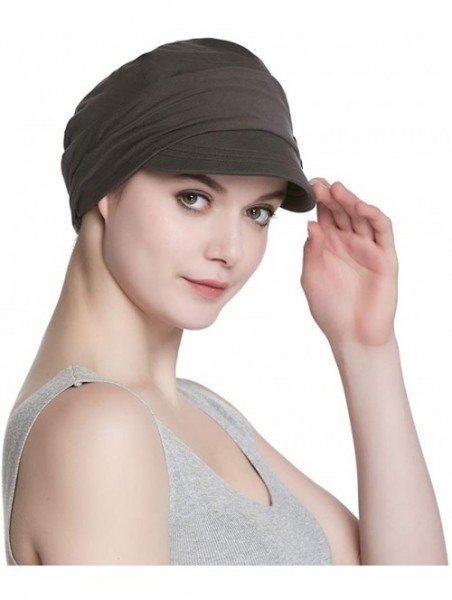 Newsboy Caps Breathable Bamboo Lined Cotton Hat and Scarf Set for Women - Gray Butterflies - C618NHLQTDO $21.53