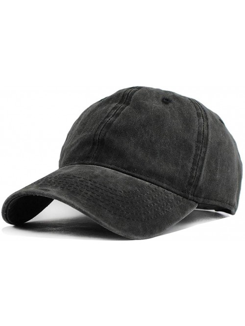 Baseball Caps Vintage Baseball Cap 100% Washed Twill Soft Cotton Adjustable Unisex Dad-Hat - Black - CB18SMQ03HA $14.49