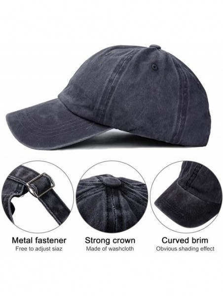 Baseball Caps Vintage Baseball Cap 100% Washed Twill Soft Cotton Adjustable Unisex Dad-Hat - Black - CB18SMQ03HA $14.49