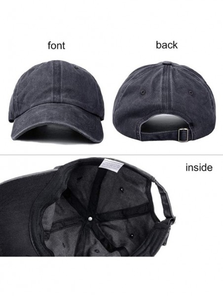 Baseball Caps Vintage Baseball Cap 100% Washed Twill Soft Cotton Adjustable Unisex Dad-Hat - Black - CB18SMQ03HA $14.49