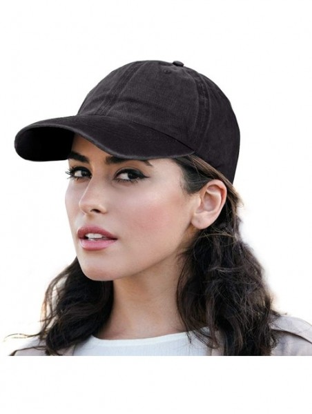 Baseball Caps Vintage Baseball Cap 100% Washed Twill Soft Cotton Adjustable Unisex Dad-Hat - Black - CB18SMQ03HA $14.49