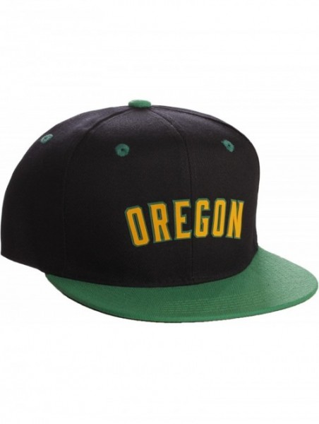 Baseball Caps Original Snapback Custom American Cities State Letters Ajustable Flat Visor Cap - Oregon Black Green - Green Go...