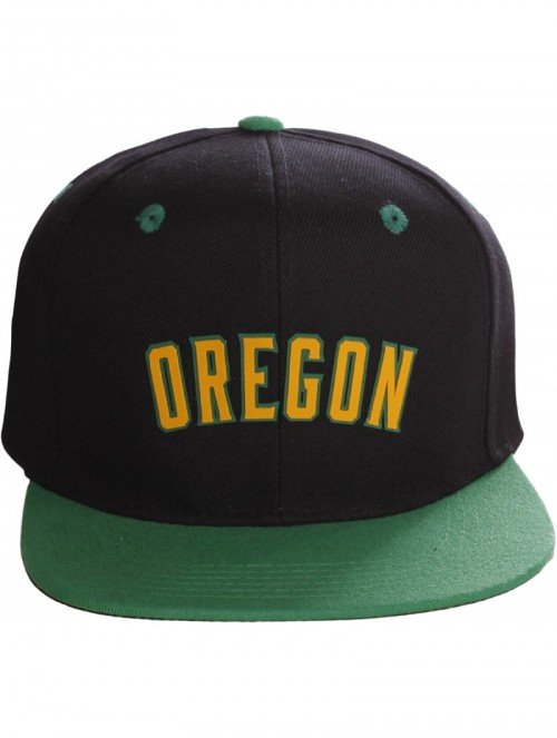 Baseball Caps Original Snapback Custom American Cities State Letters Ajustable Flat Visor Cap - Oregon Black Green - Green Go...