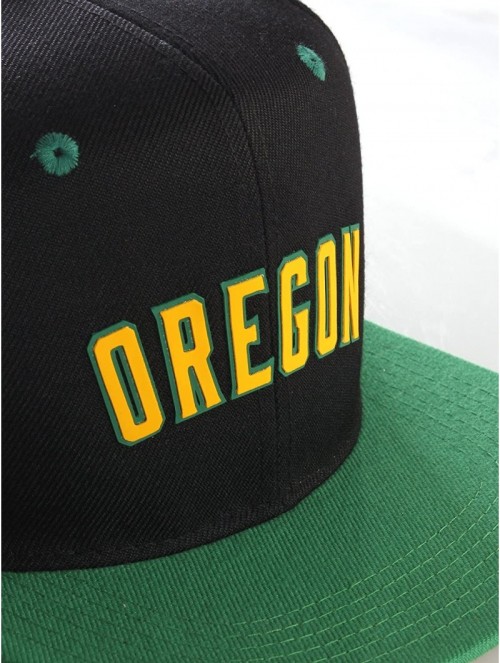 Baseball Caps Original Snapback Custom American Cities State Letters Ajustable Flat Visor Cap - Oregon Black Green - Green Go...