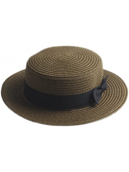 Sun Hats Fashion Women Men Summer Straw Boater Hat Boonie Hats Beach Sunhat Bowler Caps - Coffee - CM1833M5TSS $11.89