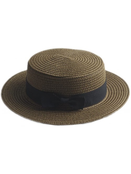 Sun Hats Fashion Women Men Summer Straw Boater Hat Boonie Hats Beach Sunhat Bowler Caps - Coffee - CM1833M5TSS $11.89