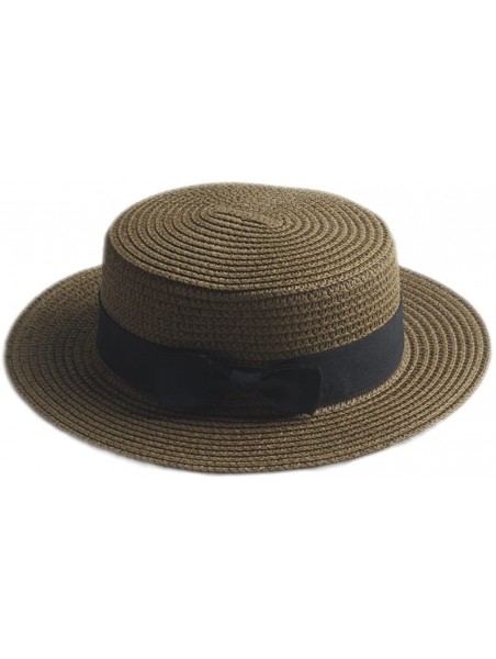 Sun Hats Fashion Women Men Summer Straw Boater Hat Boonie Hats Beach Sunhat Bowler Caps - Coffee - CM1833M5TSS $11.89