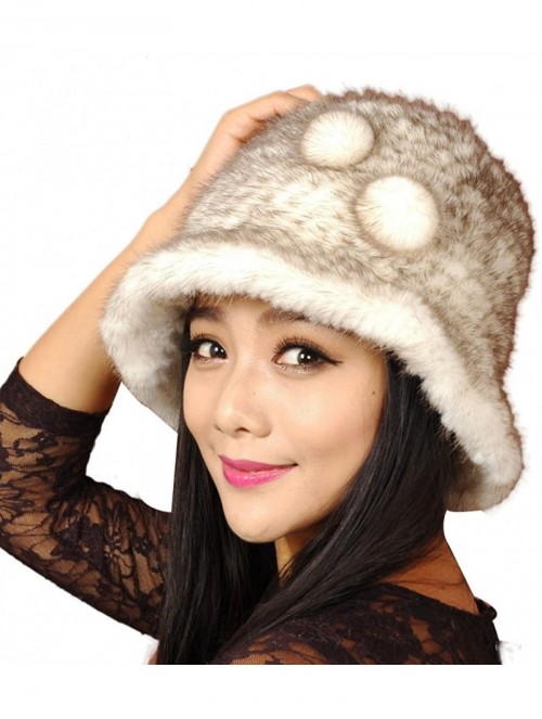 Bucket Hats Women's Mink Fur Floppy Hats Multicolor - Gray & White - C211MB72ZEV $58.93