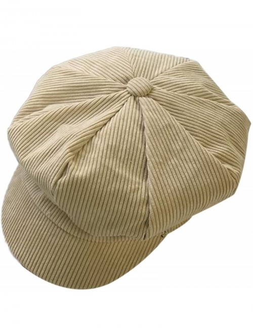 Newsboy Caps Womens Retro Corduroy Ivy Newsboy Paperboy Cabbie Gatsby Painter Hats Caps - Beige - CF1863OHWQY $14.03