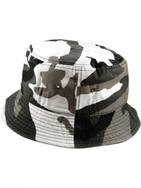 Bucket Hats 100% Cotton Packable Fishing Hunting Summer Travel Bucket Cap Hat - City Camo - CX18ES7S50K $23.37