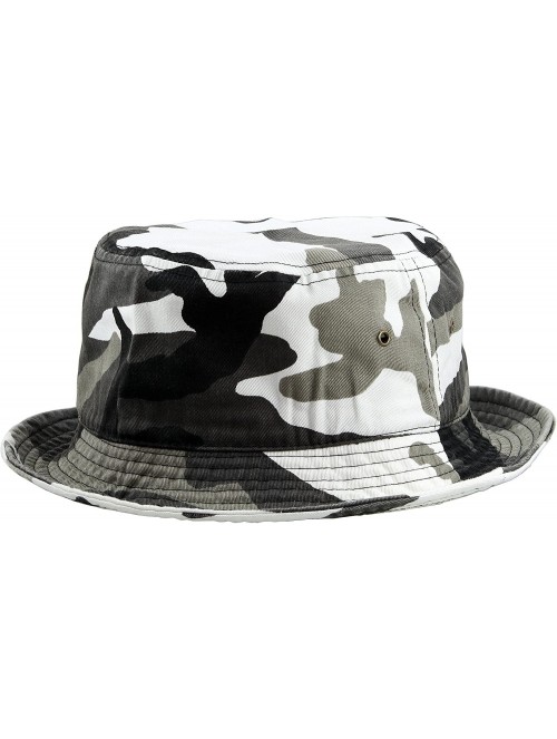 Bucket Hats 100% Cotton Packable Fishing Hunting Summer Travel Bucket Cap Hat - City Camo - CX18ES7S50K $23.37