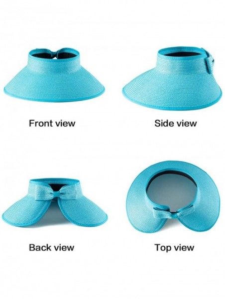 Sun Hats Foldable Sun Visors for Women - Beach Hat Wide Brim Sun Hat Roll-Up Straw Hat - C118T4S3L5U $16.26