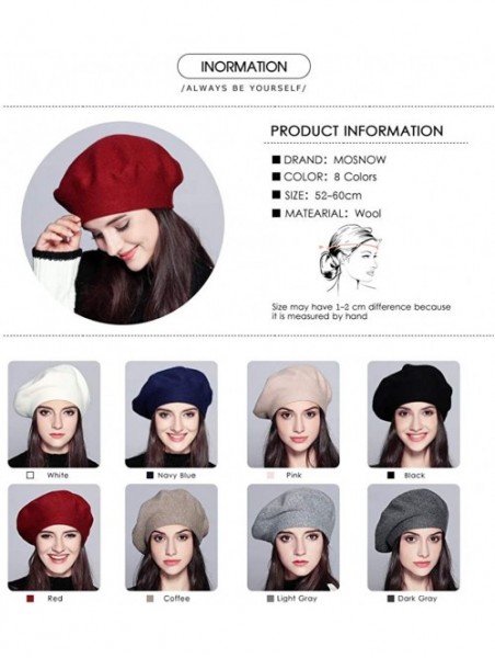 Berets Classic Winter Cashmere French Knitting - Red - CN18XLW90CD $17.65