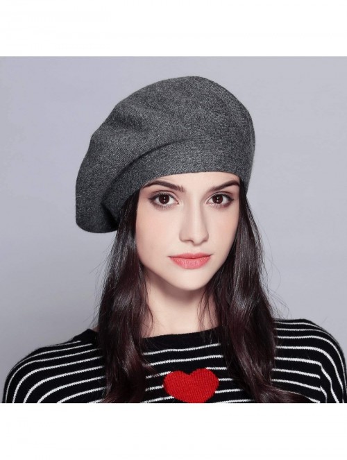 Berets Classic Winter Cashmere French Knitting - Dark Gray 02 - C918X28RN65 $19.24