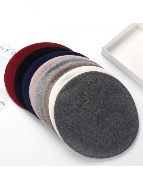 Berets Classic Winter Cashmere French Knitting - Dark Gray 02 - C918X28RN65 $19.24