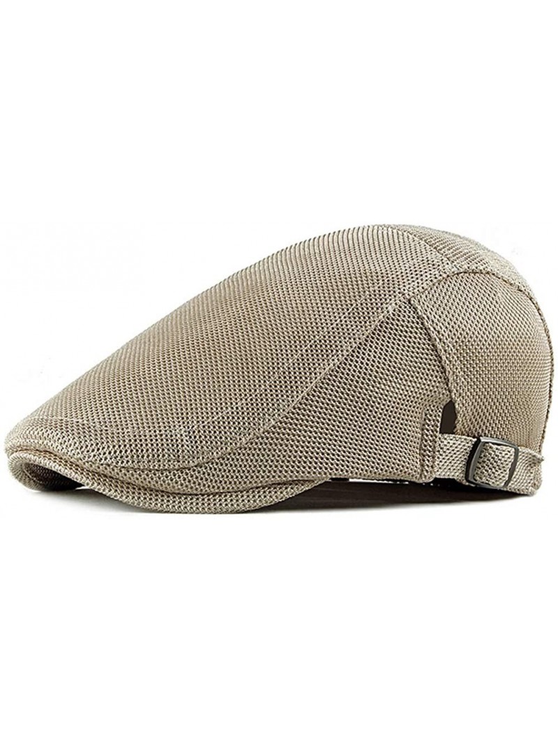 Newsboy Caps Bigface Up Men's Summer Breathable Mesh Hat Cabbie hat Hunting Hat Gatsby Newsboy Ivy Cap - Khaki - C218U99QHX3 ...