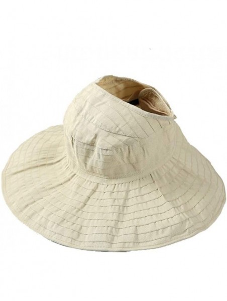 Sun Hats Women Packable Wide Brim Sun Hat - UV Protection Summer Beach Sun Visors Ponytail Hole Hats - Beige - CI18RQMK3AW $1...