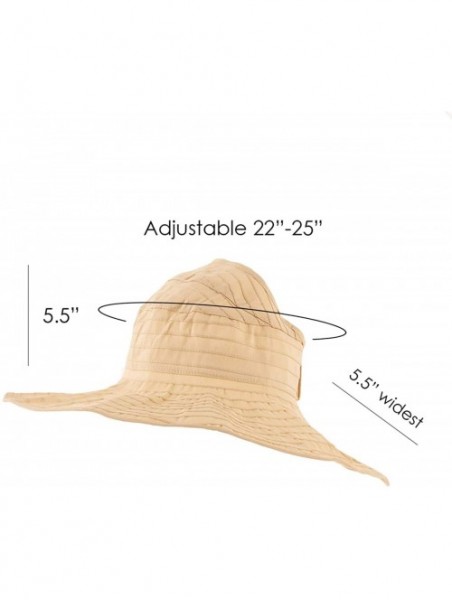 Sun Hats Women Packable Wide Brim Sun Hat - UV Protection Summer Beach Sun Visors Ponytail Hole Hats - Beige - CI18RQMK3AW $1...