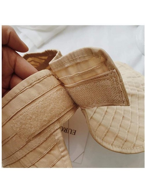 Sun Hats Women Packable Wide Brim Sun Hat - UV Protection Summer Beach Sun Visors Ponytail Hole Hats - Beige - CI18RQMK3AW $1...