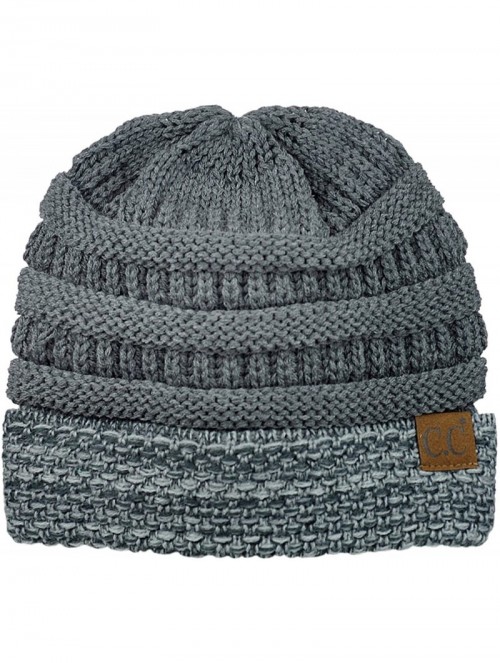 Skullies & Beanies Cable Knit Soft Stretch Multicolor Stitch Cuff Skully Beanie Hat - Dark Melange Gray - CW186Z2AXTT $10.44