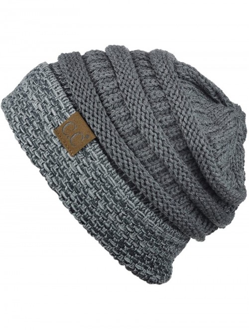 Skullies & Beanies Cable Knit Soft Stretch Multicolor Stitch Cuff Skully Beanie Hat - Dark Melange Gray - CW186Z2AXTT $10.44