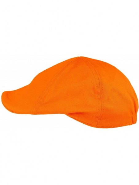 Sun Hats Men's 100% Cotton Duck Bill Flat Golf Ivy Driver Visor Sun Cap Hat - Orange - C518QC406LS $15.09