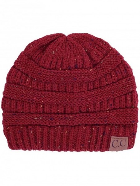 Skullies & Beanies Unisex Confetti Ribbed Cable Knit Thick Soft Warm Winter Beanie Hat - Burgundy - C812823S0FZ $15.00