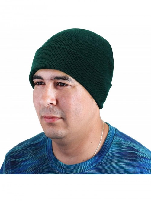 Skullies & Beanies Men Women Knitted Beanie Hat Ski Cap Plain Solid Color Warm Great for Winter - 2pcs Black & Hunter Green -...