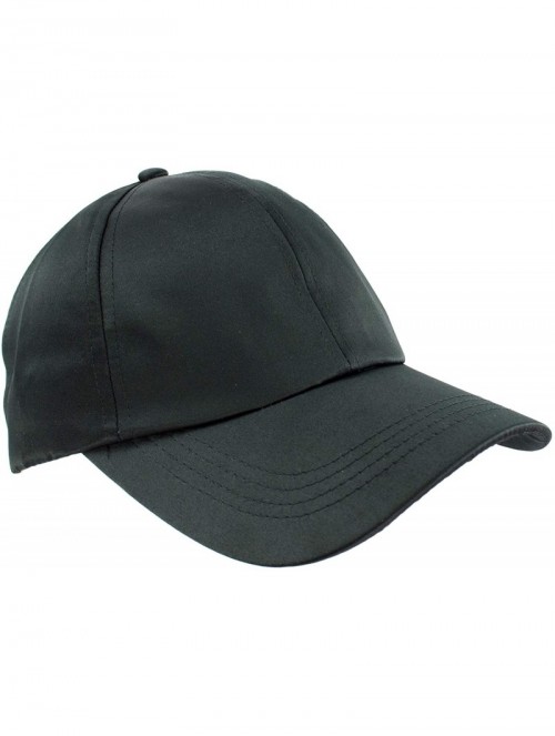 Baseball Caps Cute Hip-Hop Fashion Trucker Hat- Shiny Satin Solid Baseball Cap- Adjustable Strap - Black - C618KWH3USM $12.24