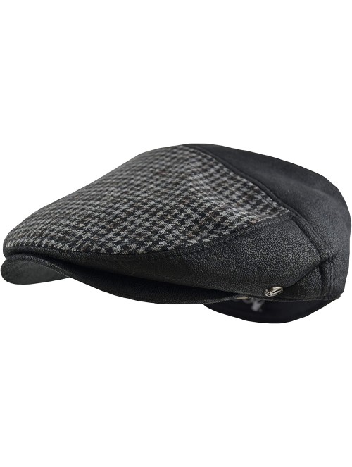 Newsboy Caps Premium Men's Wool Newsboy Cap SnapBrim Thick Winter Ivy Flat Stylish Hat - 2328-black Patch - C018Y8IUT55 $20.20