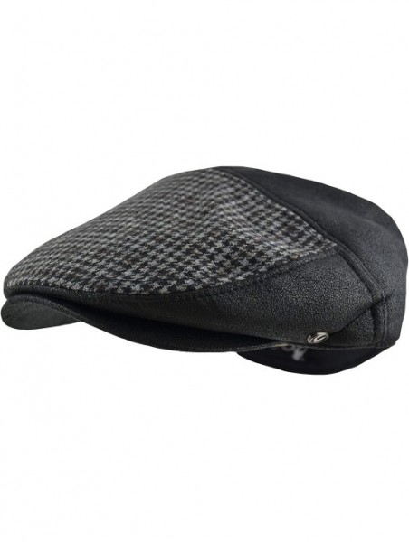 Newsboy Caps Premium Men's Wool Newsboy Cap SnapBrim Thick Winter Ivy Flat Stylish Hat - 2328-black Patch - C018Y8IUT55 $20.20