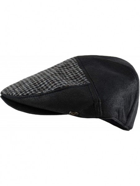 Newsboy Caps Premium Men's Wool Newsboy Cap SnapBrim Thick Winter Ivy Flat Stylish Hat - 2328-black Patch - C018Y8IUT55 $20.20