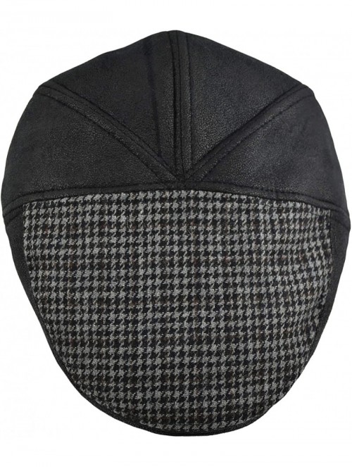 Newsboy Caps Premium Men's Wool Newsboy Cap SnapBrim Thick Winter Ivy Flat Stylish Hat - 2328-black Patch - C018Y8IUT55 $20.20