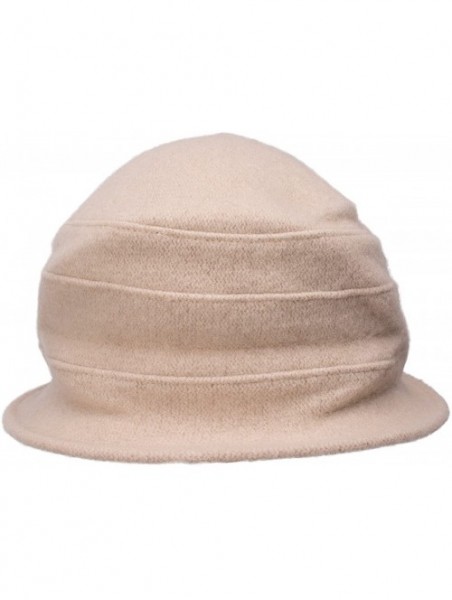 Bucket Hats Solid Color Retro Womens 100% Wool Flower Dress Cloche Bucket Cap Hat A218 - Beige - C611NF57O6H $18.50