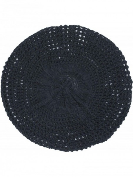 Berets Womens Lightweight Cut Out Knit Beanie Beret Cap Crochet Hat - Many Styles - Black Open Knit - CR12LCQ5GDD $19.89