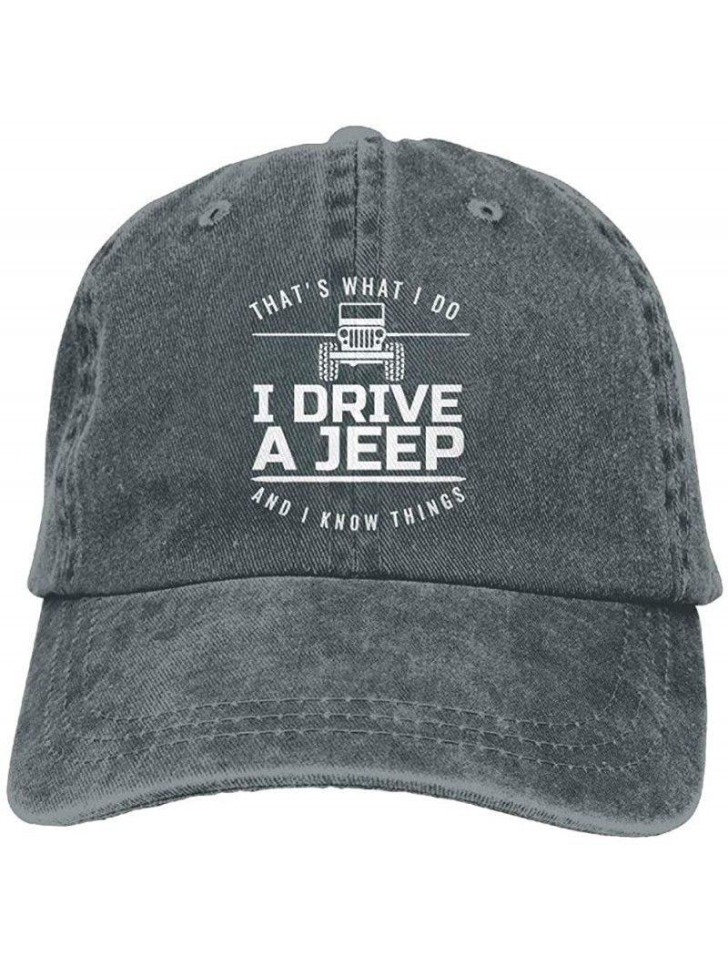 Baseball Caps I Drive A Jeep I Know Things Adjustable Baseball Caps Denim Hats Cowboy Sport Outdoor - CW18E83N5N3 $19.61